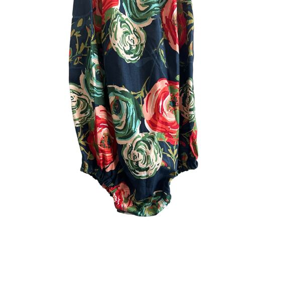 Cranky Peach Girls 6-12M Navy, Red, Green Floral Short Sleeve Cotton Onesie - Picture 7 of 10